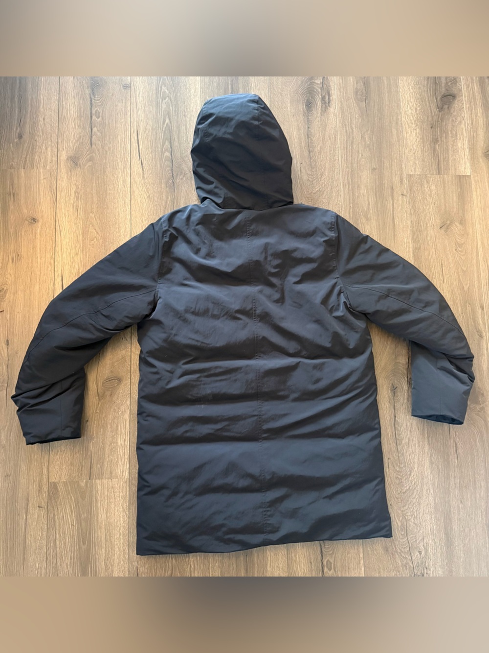 Everlane ReNew Long Puffer Jacket Black Hooded Winter Coat Size Large Outdoor - Picture 2 of 9